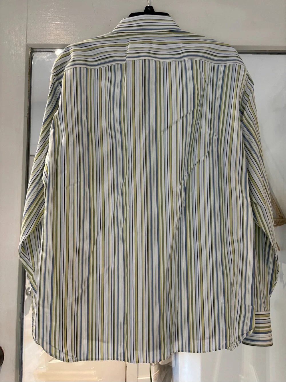J. Crew Men's Vertical Stripe Dress Shirt in Green, Blue & White